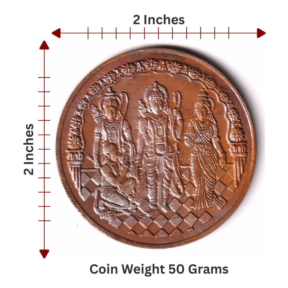 50 gm - 1 Anna 1818 Ram, Sita, Laxman, Hanuman Collectible Old Rare Copper Coin
