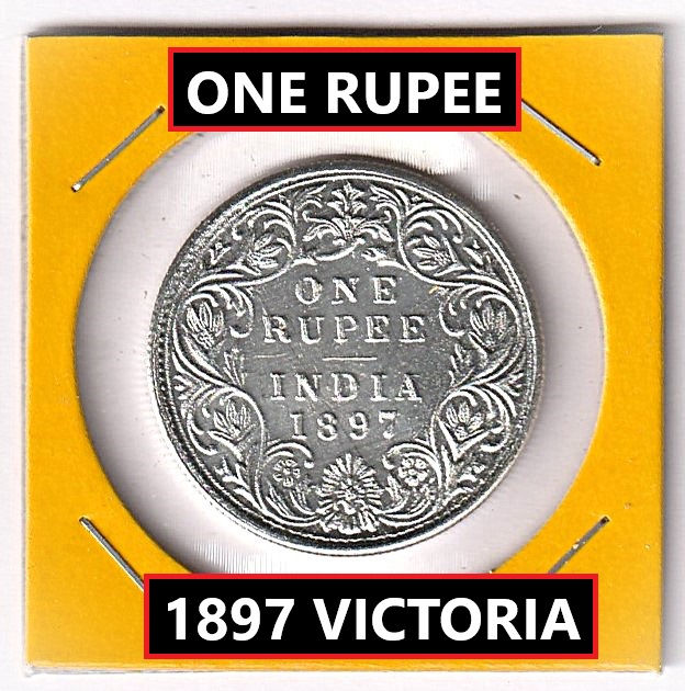 1 Rupee 1897 British India Silverplated Old and Rare Fancy Coin