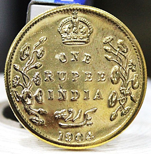 1 Rs. 1908 **Edward VII** British India Goldplated Old and Rare Fancy Coin