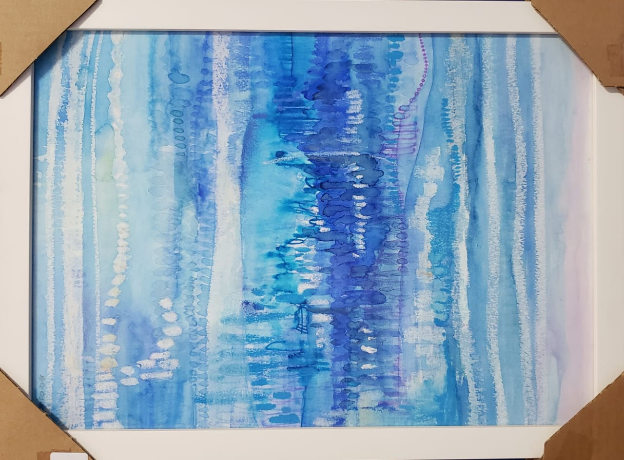 Sobreposto organico Azul - Mista S/Canson 42x30 cm