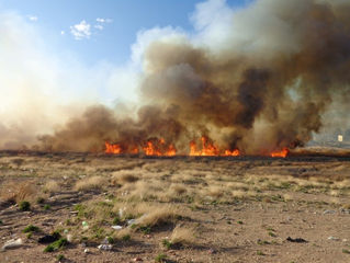 Fuego en Canal colector de Plaza Huincul