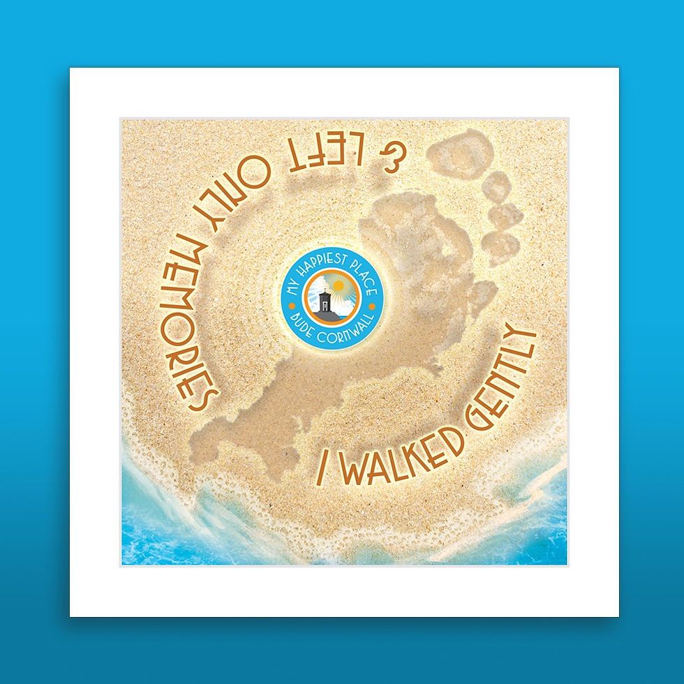 Thumbnail: Budeful Left Only Memories coastal fine art print with sandy texture design inspired by mindful beach living mounted