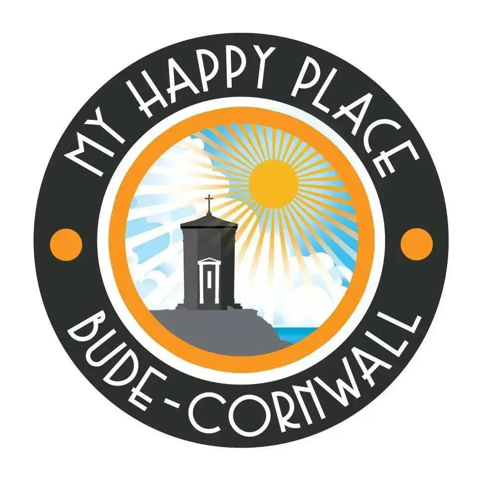 Thumbnail: Budeful My Happy Place greetings card white and black design with Budeful logo
