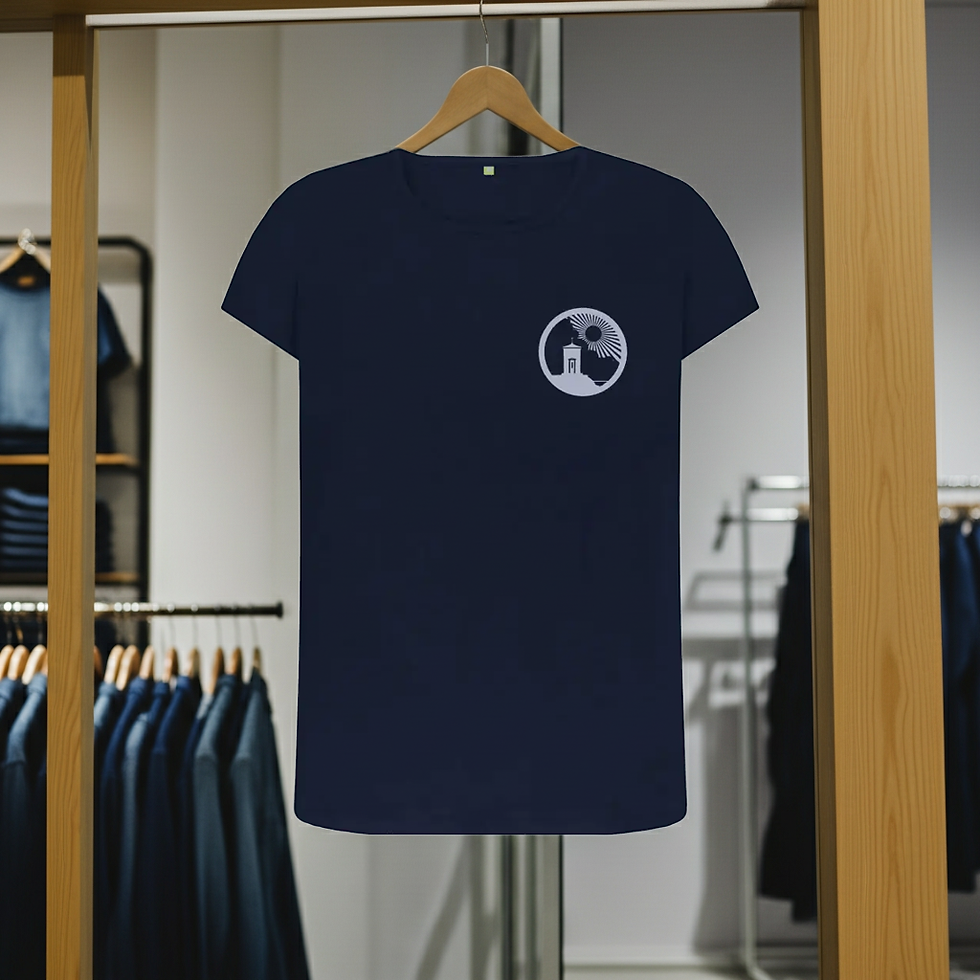 Budeful Lansdown No.2 organic women’s cotton T-shirt, soft fitted crew neck tee, sustainable fashion Cornwall.