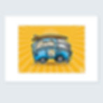 Budeful yellow camper fine art wall print inspired by retro coastal road trips and seaside adventures