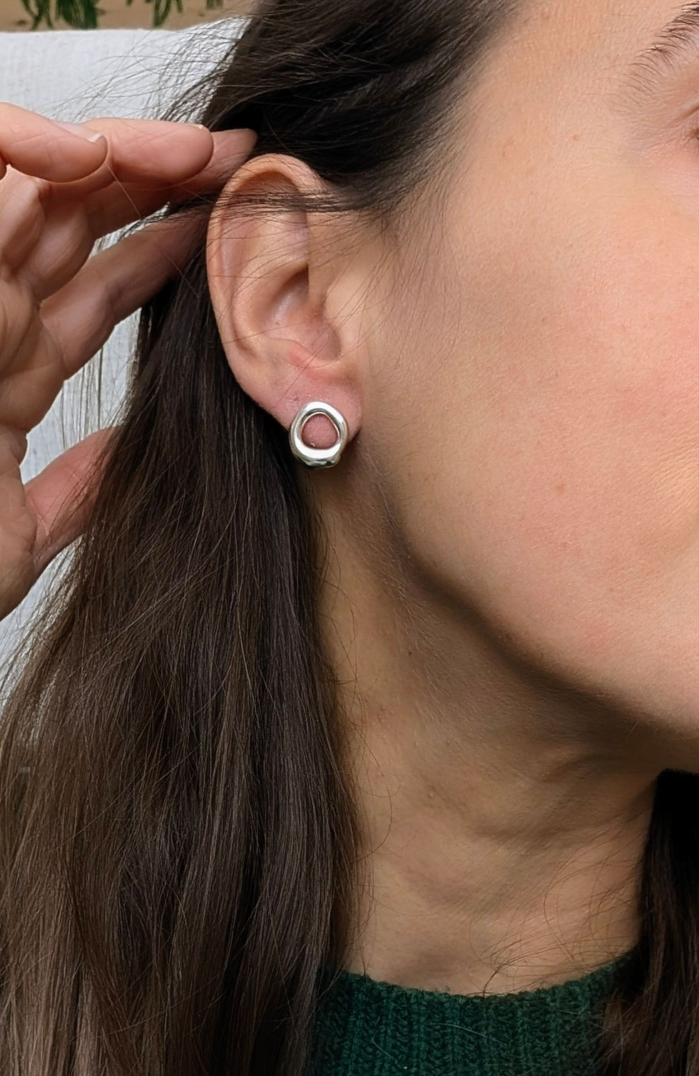 Thumbnail: MOLTEN// Liquid Silver Chunky Stud Earrings