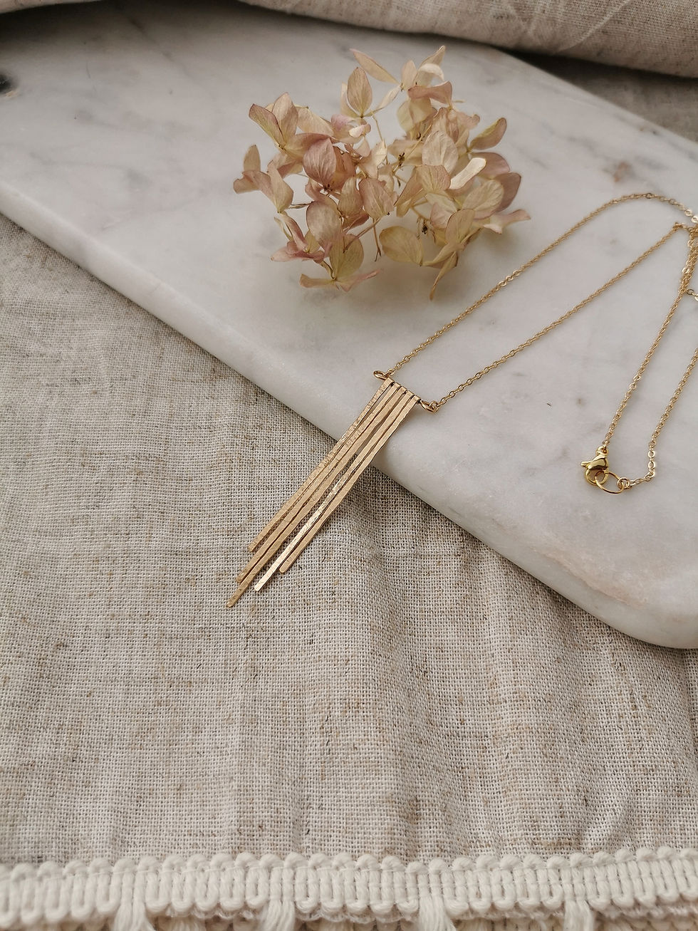 Thumbnail: QUINCA// Long Hammered Fringe Necklace