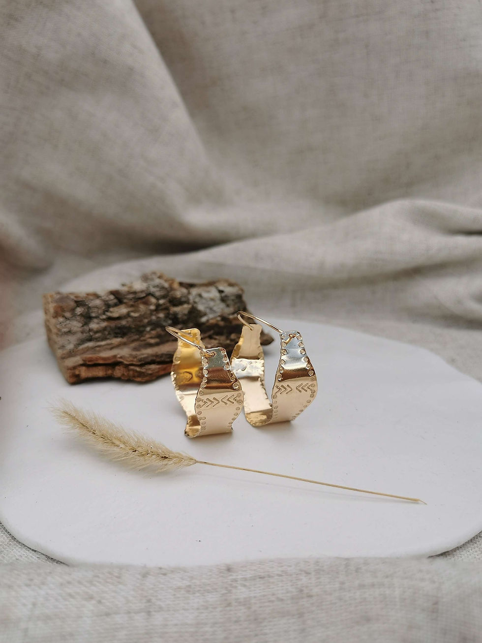 Thumbnail: NOMA// Rustic Stamped Hoops