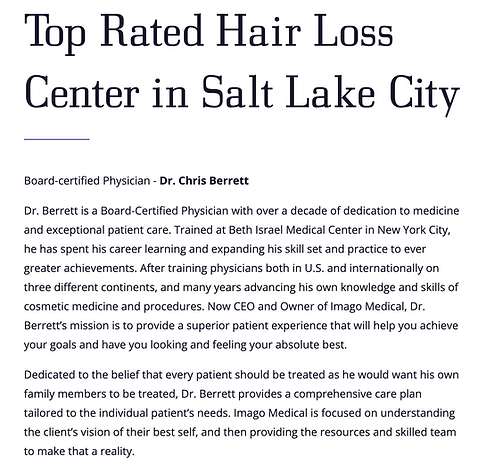 Dr. Berrett Hair Restoration Specialist