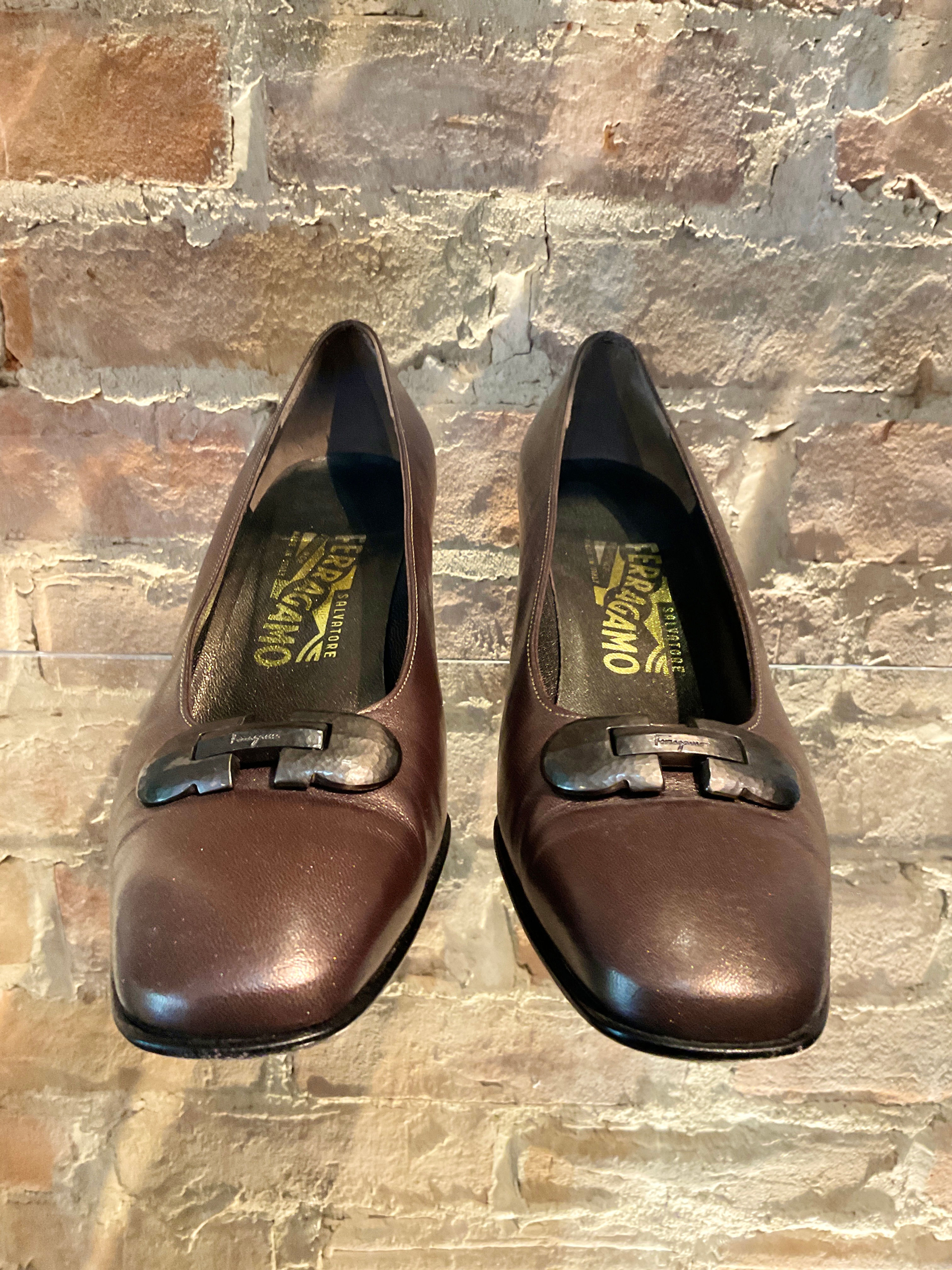 FERRAGAMO - Souliers brun métallisé - 7.5