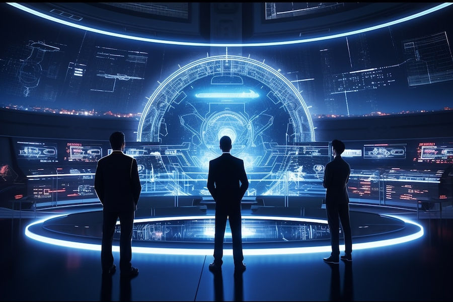 Graphical representation of quantum computing as a groundbreaking technological advancement