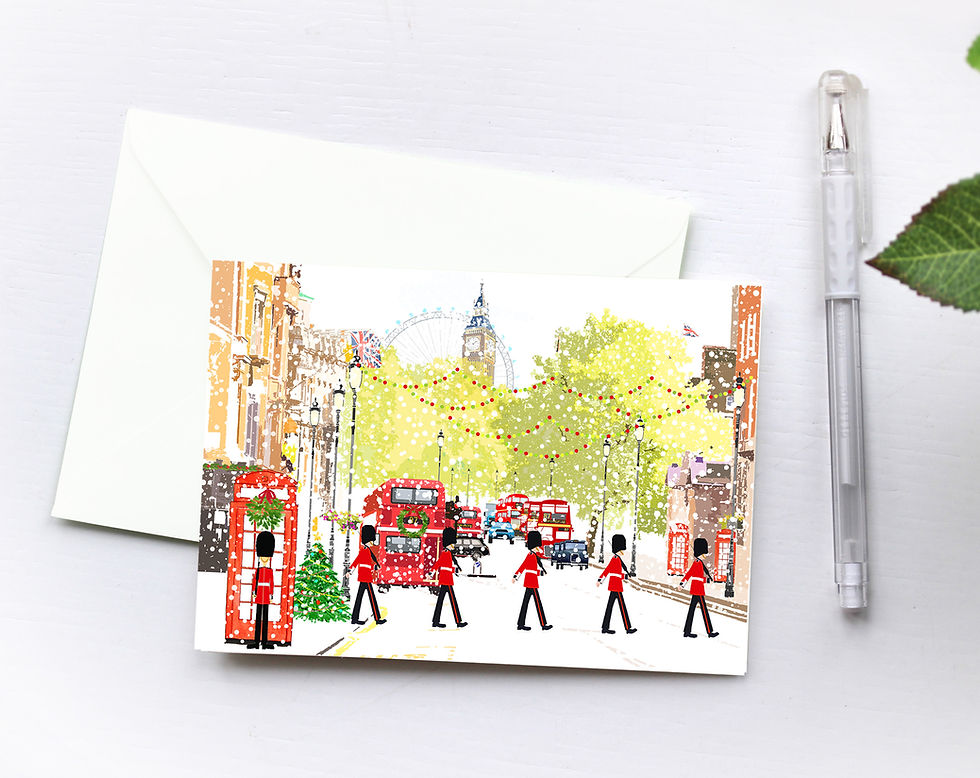 Njeri Illustrated Christmas Holiday Greeting Card Royal Guard London City Art Illustration