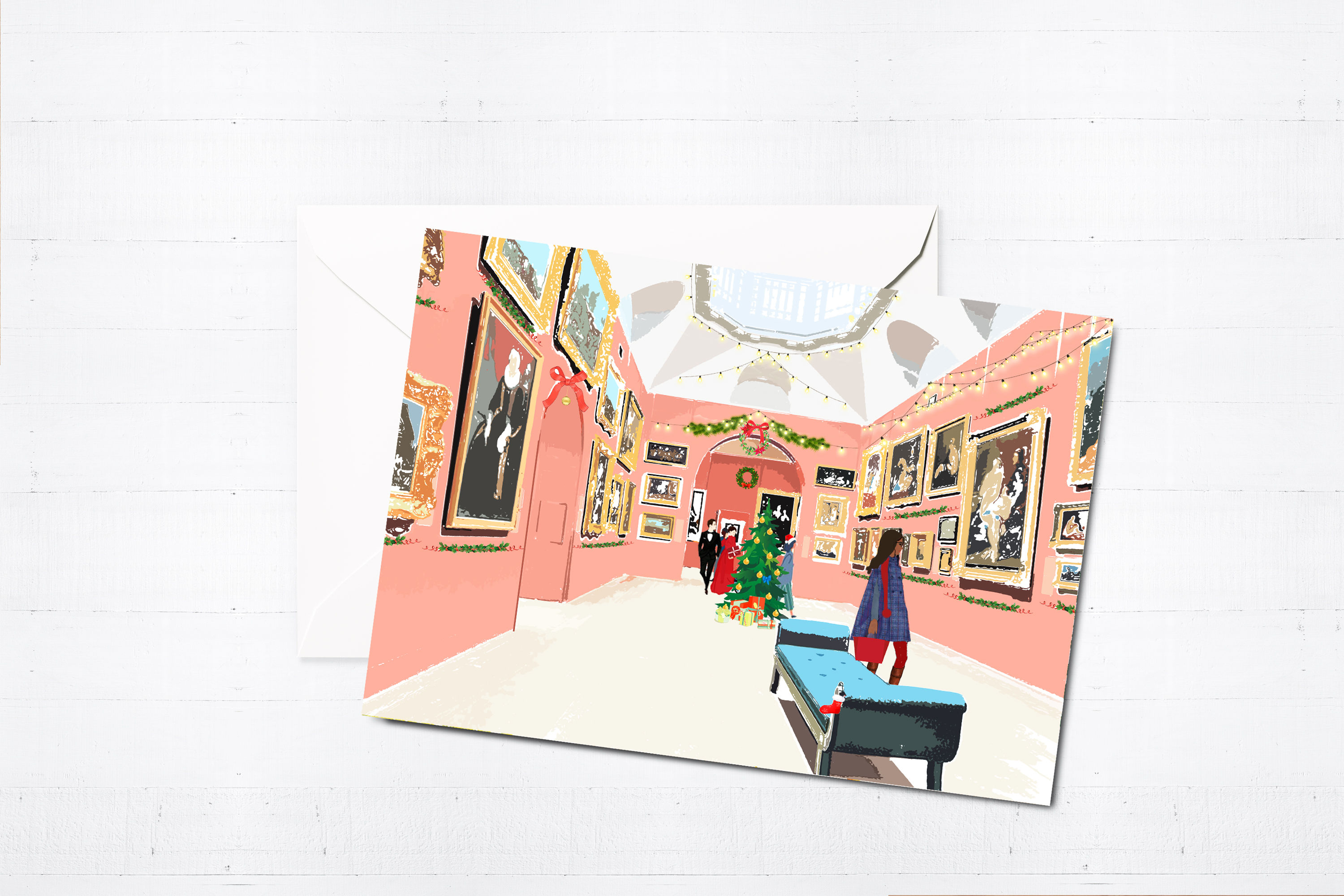 Njeri Illustrated Christmas Greeting Card Dulwich Picture Gallery West London City Scene Art Letterbox Gift Holiday