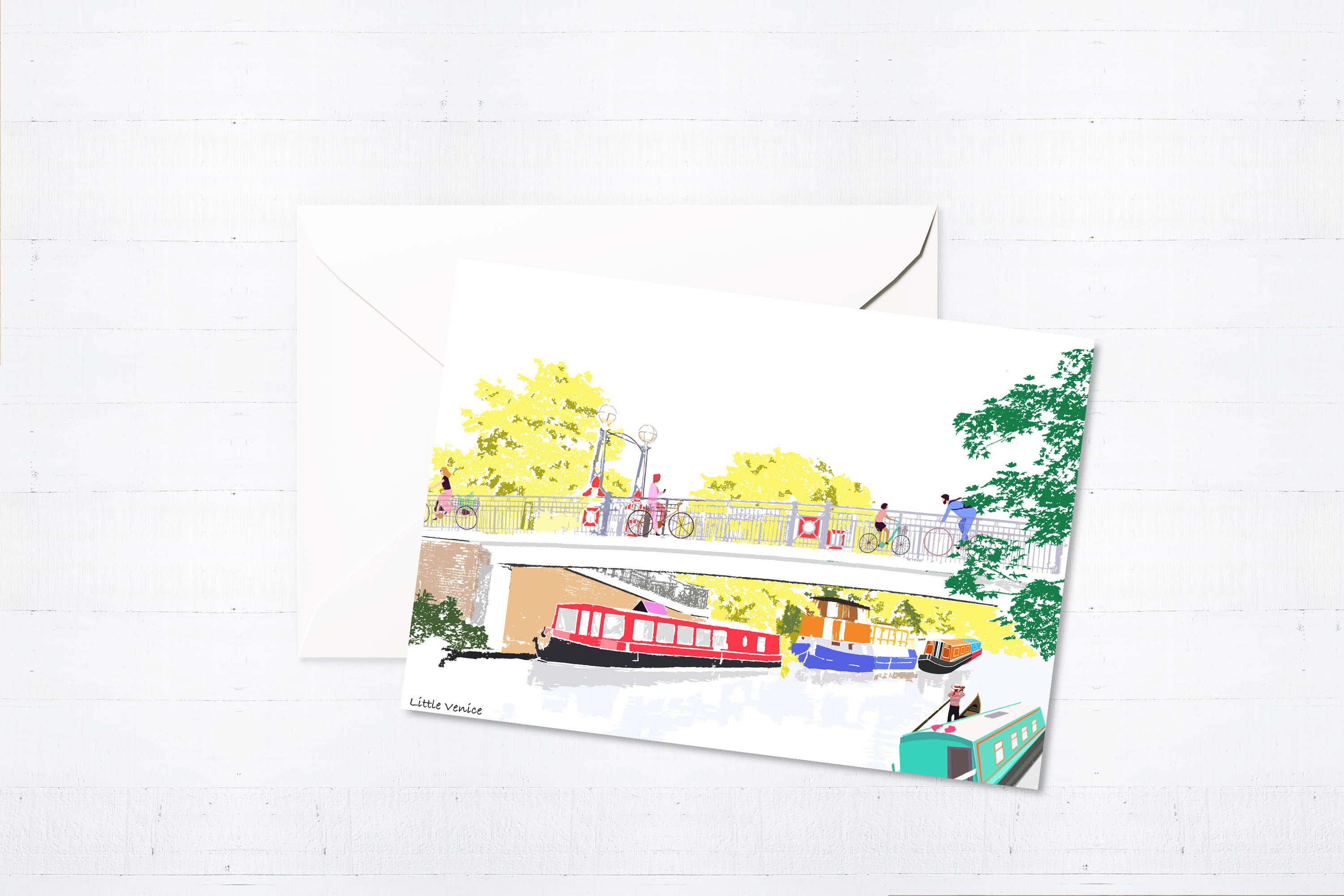 Njeri Illustrated Greeting Card Little Venice London City Scene Art Illustration