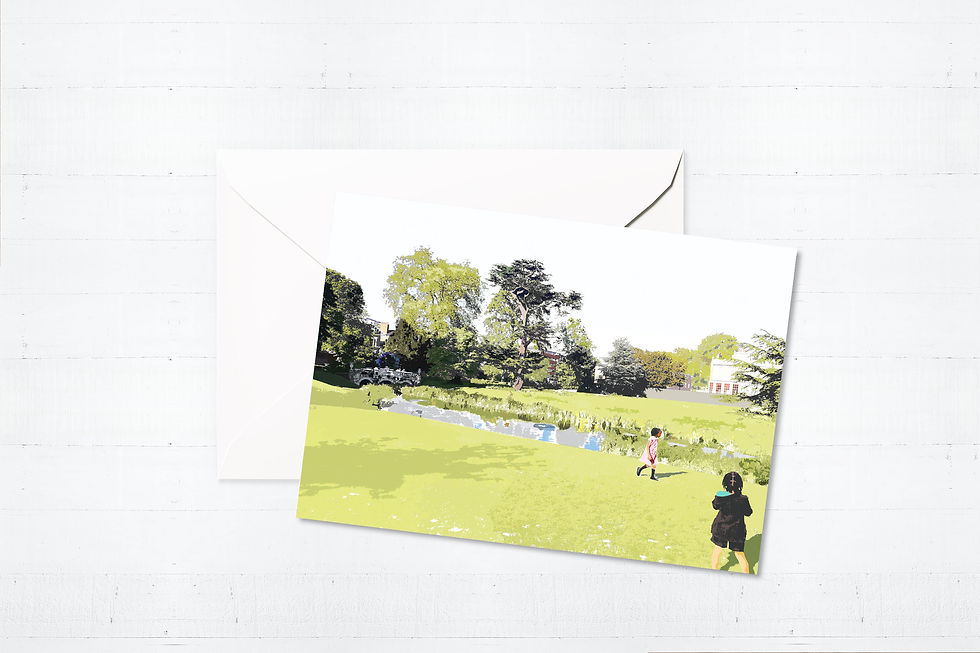 Njeri Illustrated Greeting Card Walpole Park London City Scene Art Illustration