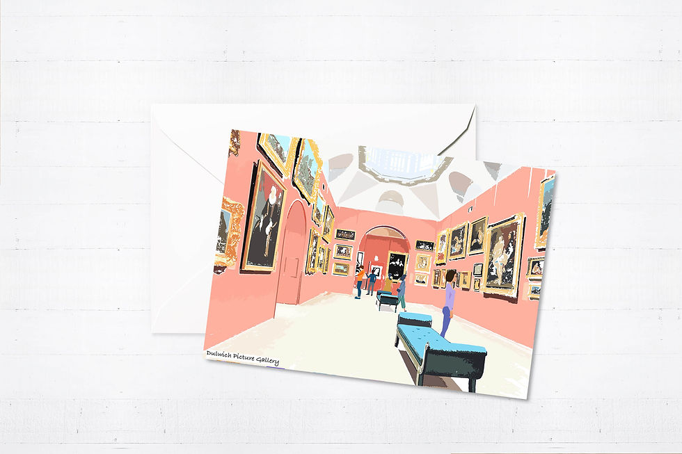 Njeri Illustrated Greeting Card Dulwich Picture Gallery London City Scene Art Illustration