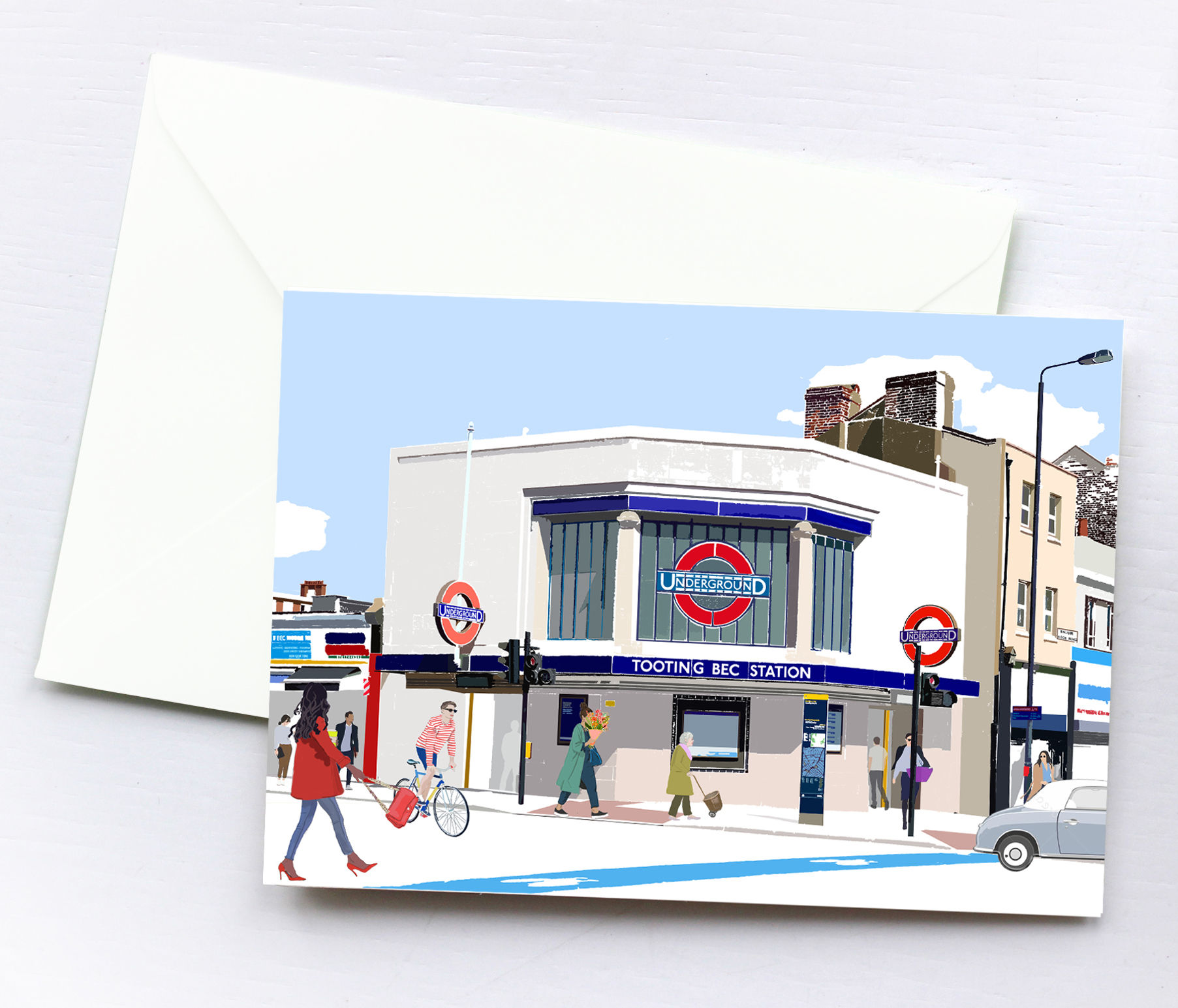 Tooting Bec Station Greeting Card Box Set, Personalized Gift, Bespoke, Birthday, Gift for Him & Her, London Art, Letterbox