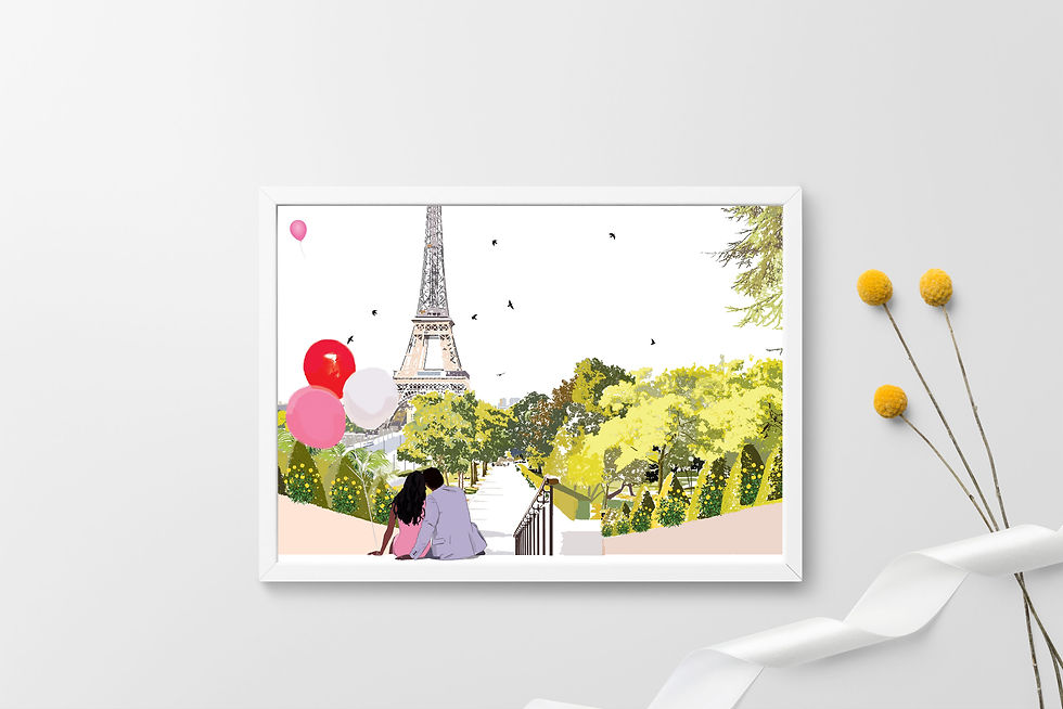 Thumbnail: Valentine's Day Art Print, Personalized Art Print, Personalized Gift, Couples, Paris Art, Gift for Her, Eiffel Tower