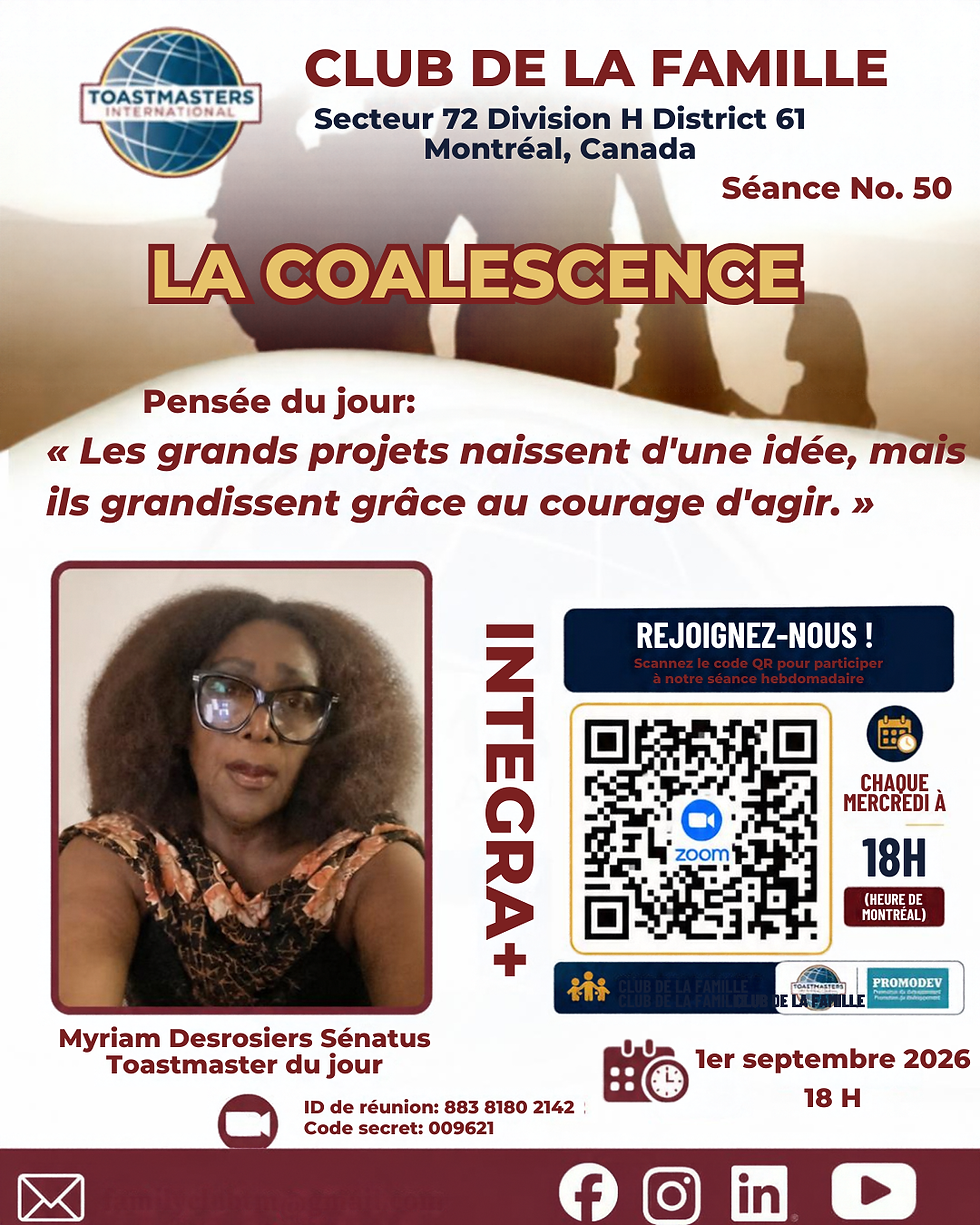 50e séance du Club de la Famille sur le thème : LA COALESCENCE
