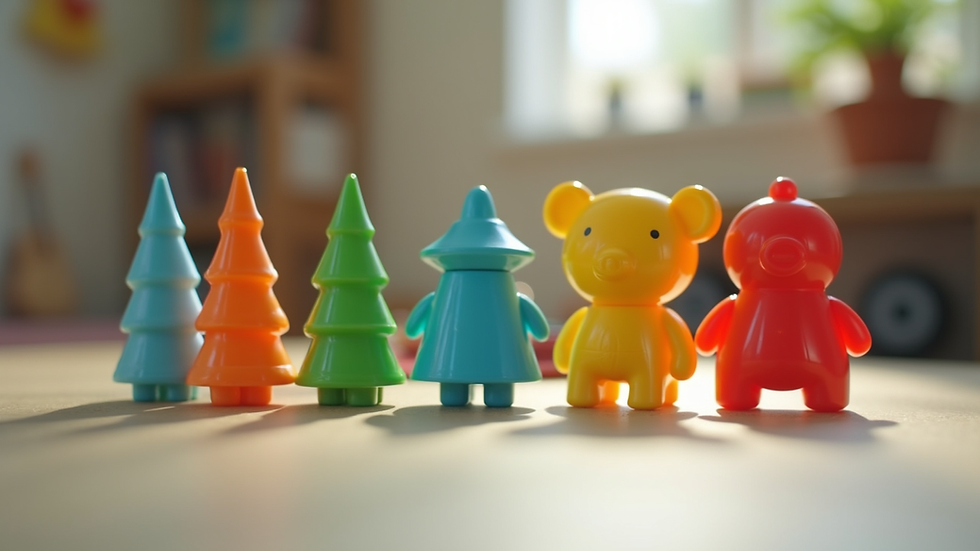 Eye-level view of a colorful educational toy set