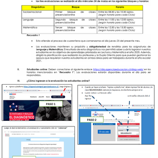 Circular N°8: Corrección de horario para toma de Diagnósticos Institucionales- 1° Básico a IV° MEDIO