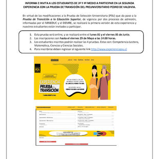 Segunda experiencia con la prueba de transición Preuniversitario PDV