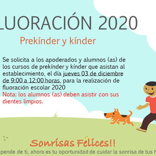 Fluoración dental 2020 para estudiantes de PreKínder y Kínder