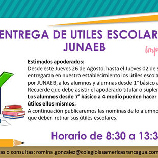 📚Entrega de útiles escolares JUNAEB📐✂