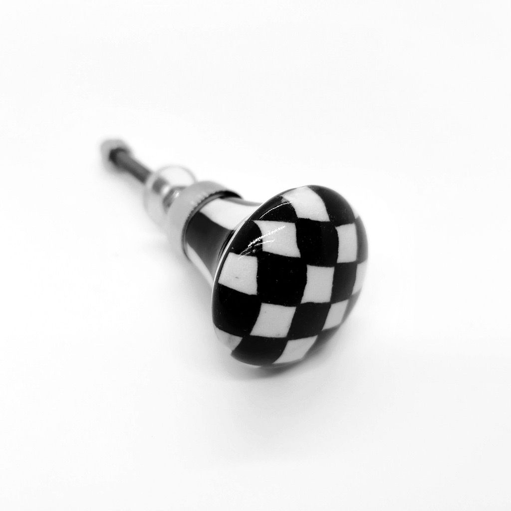 Check Black & White Ceramic Door Knob