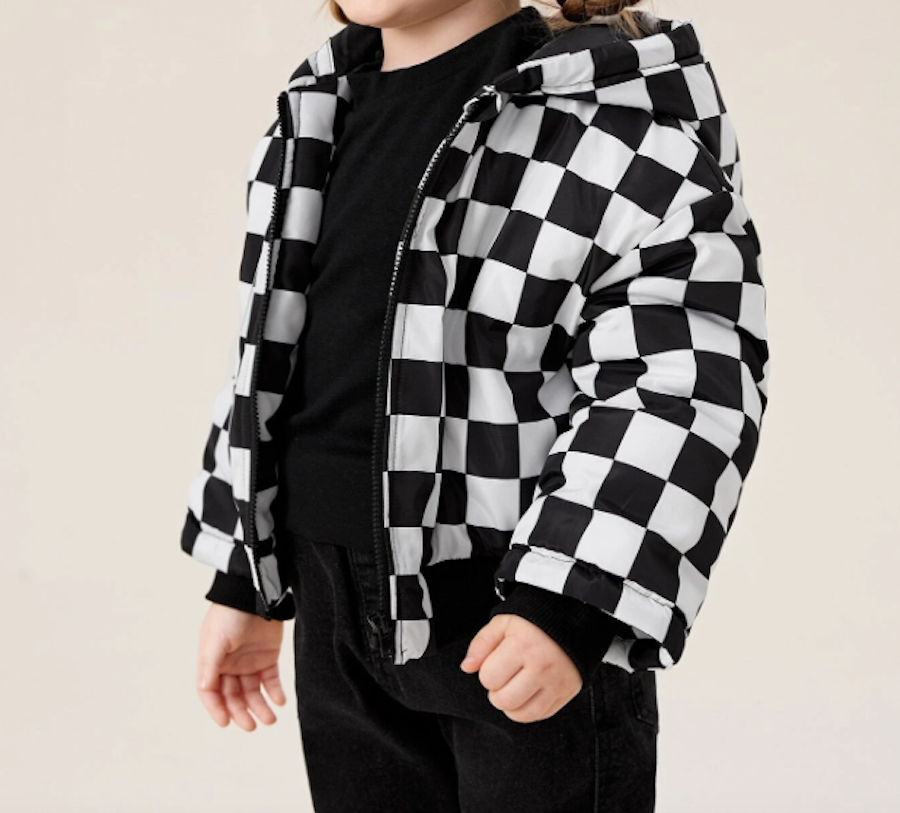 Thumbnail: Check Print Hooded Puffer Coat
