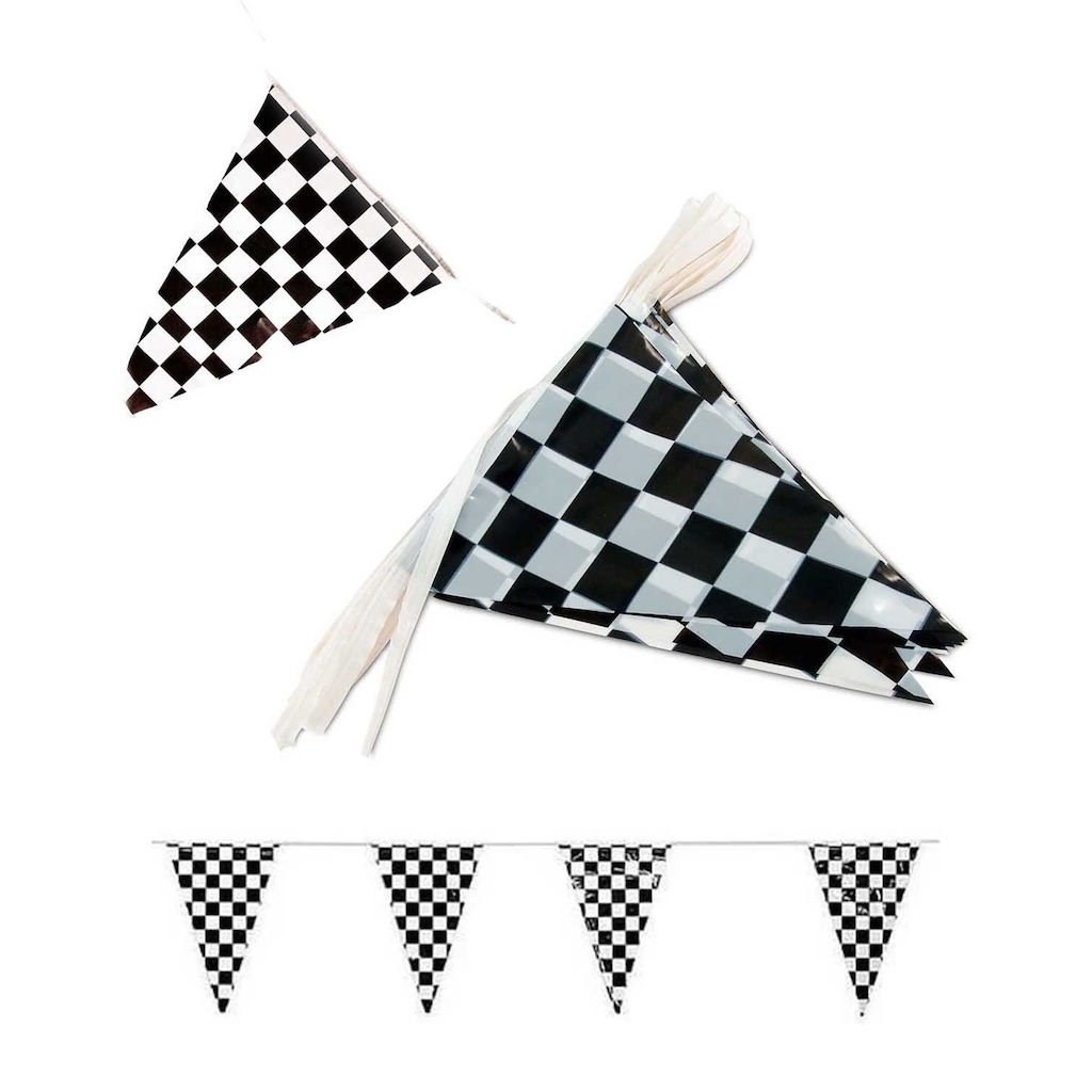 Black&White Checkered Triangle Streamer