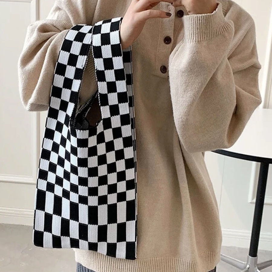 Thumbnail: Checkered Knitted Tote