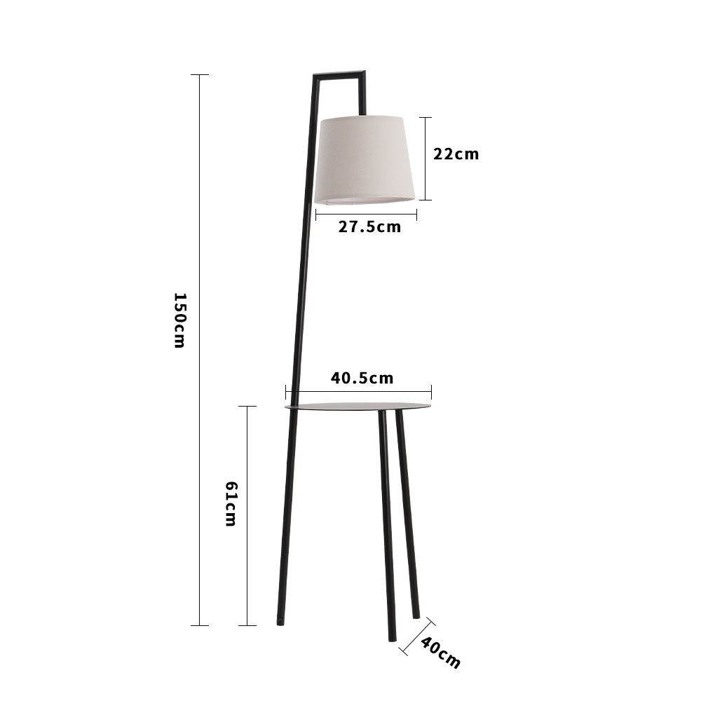 KOMORE 60 W Metal Tray Table Floor Lamp with Linen Lampshade for Living Room Off