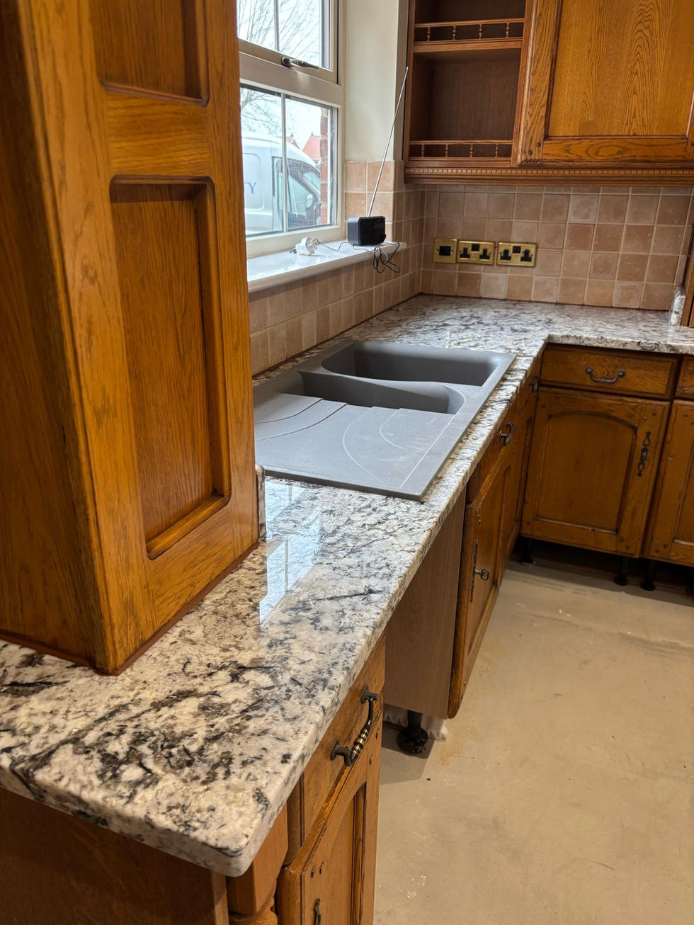 Shown with a sink cut out