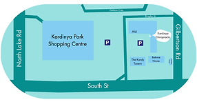 Map with location of Kardinya  Chiropractic, located at Kardinya Commercial Centre