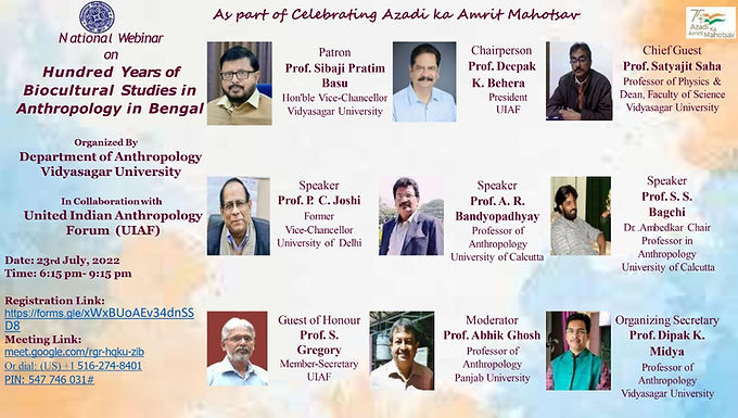 National Webinar on Hundred Years of Biocultural Studies in Anthropology in Bengal