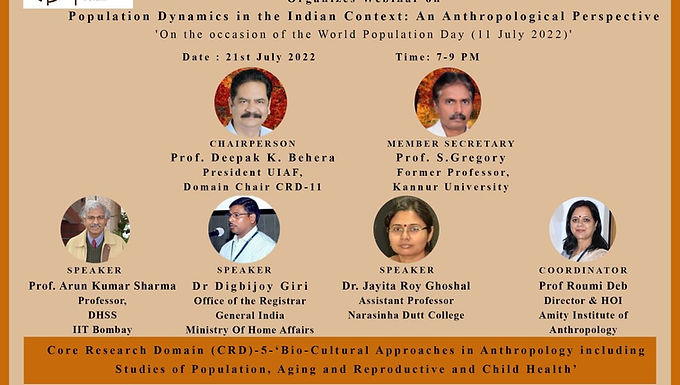 Webinar on Population Dynamics in the Indian Context: An Anthropological Perspective