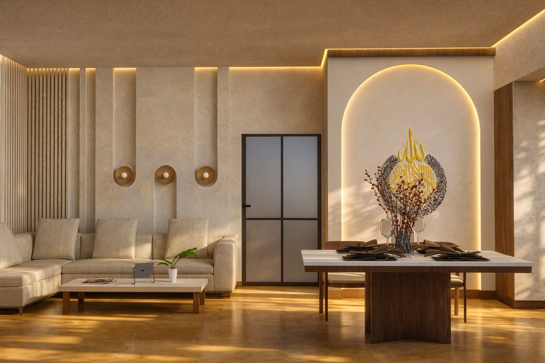 Modern living room designed by AMZ Interiors for the Bawazia family's 2 BHK to 3 BHK transformation in Pune.