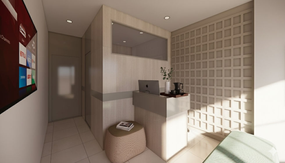 Reception Area
Modern dermatology clinic reception designed by AMZ Interiors for Dr. Gautam Singh in Pune.