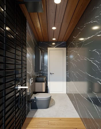 Contemporary bathroom renovation with premium fittings designed by AMZ Interiors in Pune.