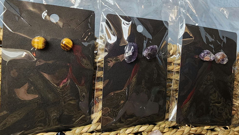 Thumbnail: Crystal amethyst earrings, chevron amethyst earrings studs