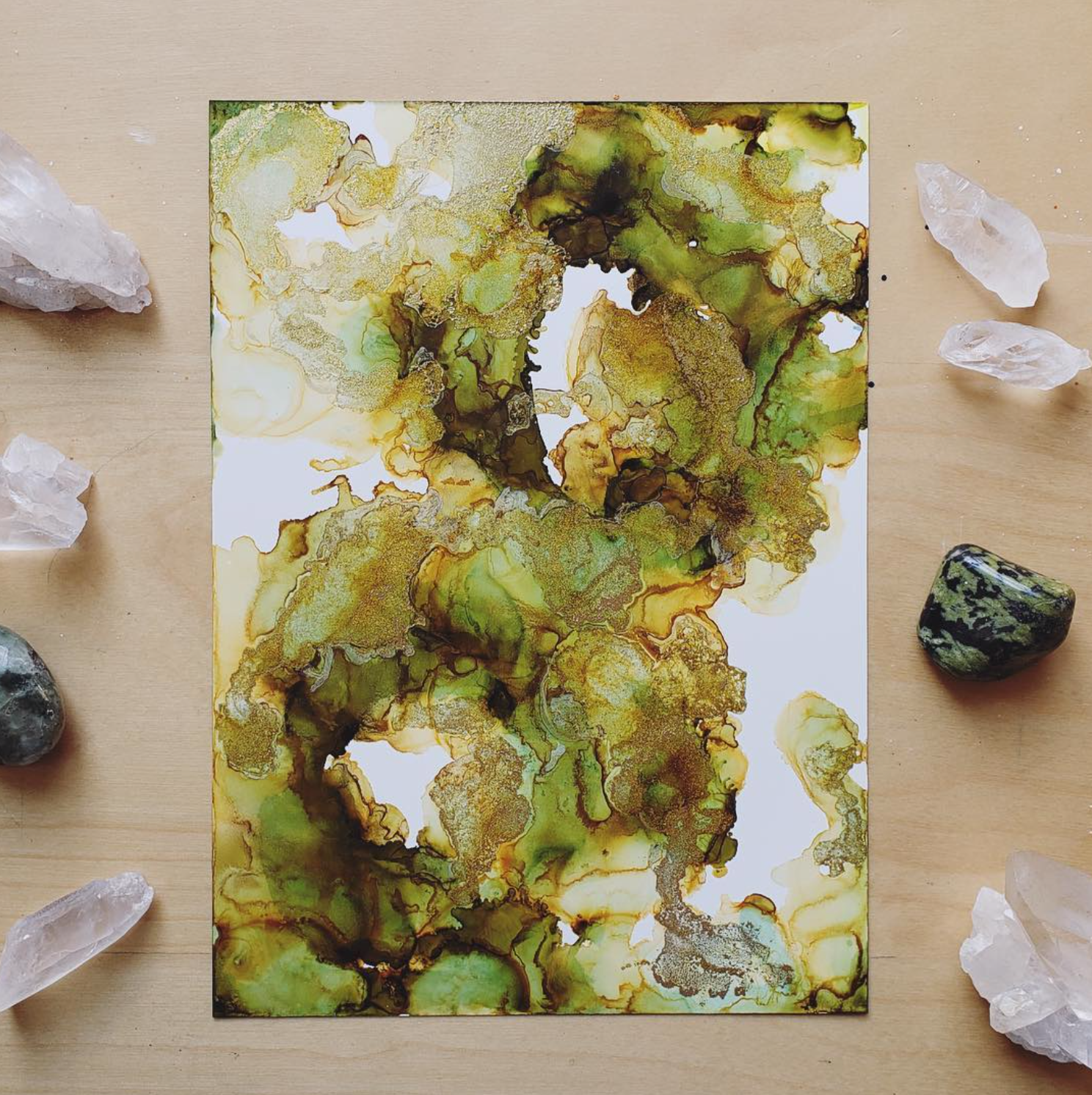 Peridot Fluid Art  5x7"