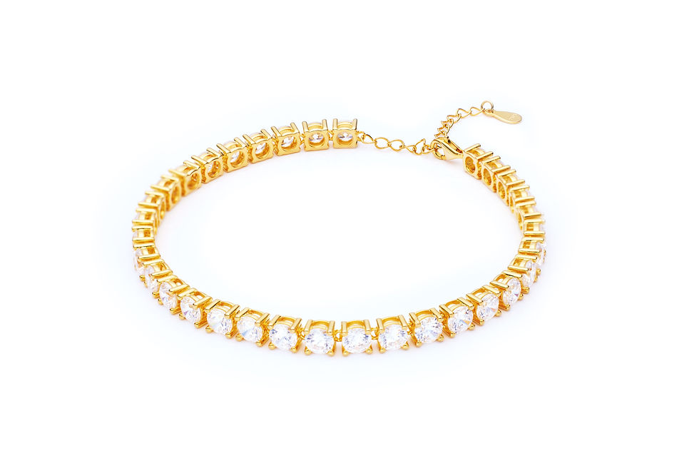 Thumbnail: Round CZ Sterling Silver Tennis Chain Bracelet