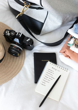 camera, Notepad and Pen