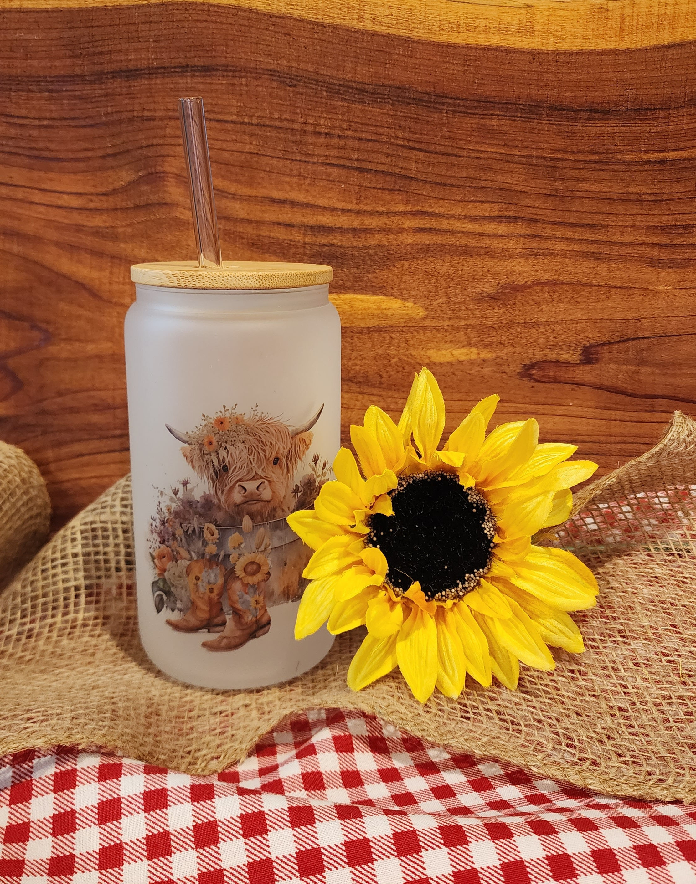 HIGHLAND COW SUNFLOWER TUMBLER