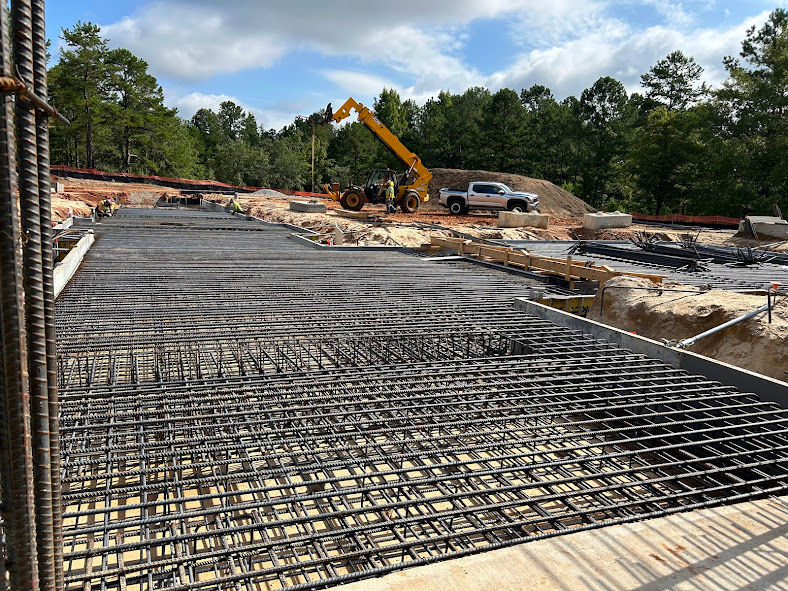 Reinforcement steel mesh installed at a construction site