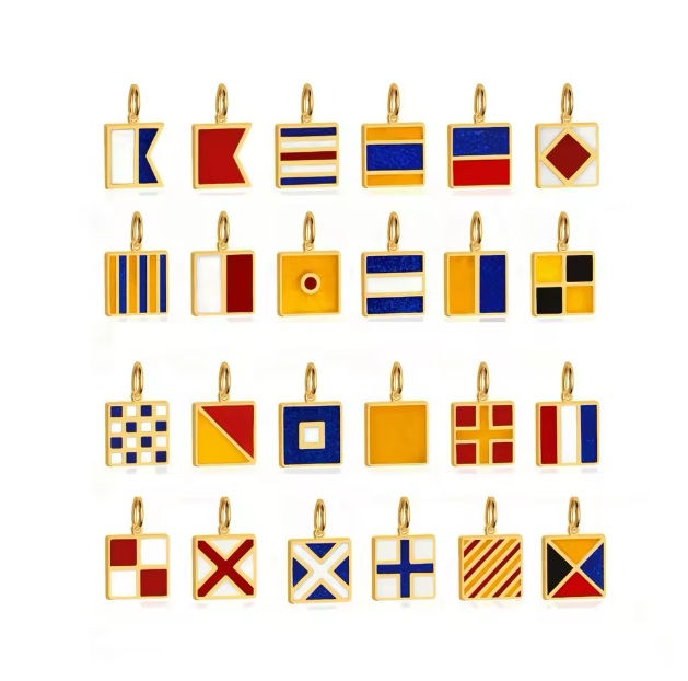 Nautical Alphabet Code Flag Initial Charm (A)