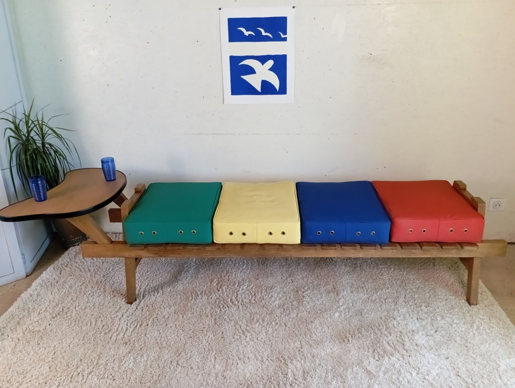 BANQUETTE DESIGN ANNEES 50 EN CHENE