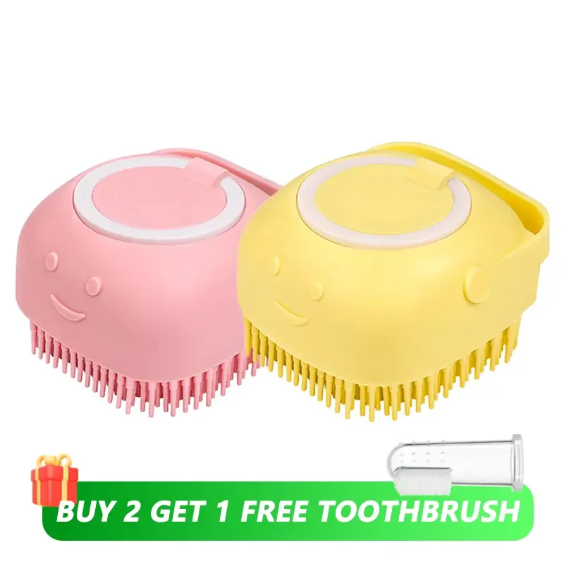 Main image for Dog Bathing Brush Pet Massage Brush Shampoo Dispenser Soft Silicone Brush Rubbe