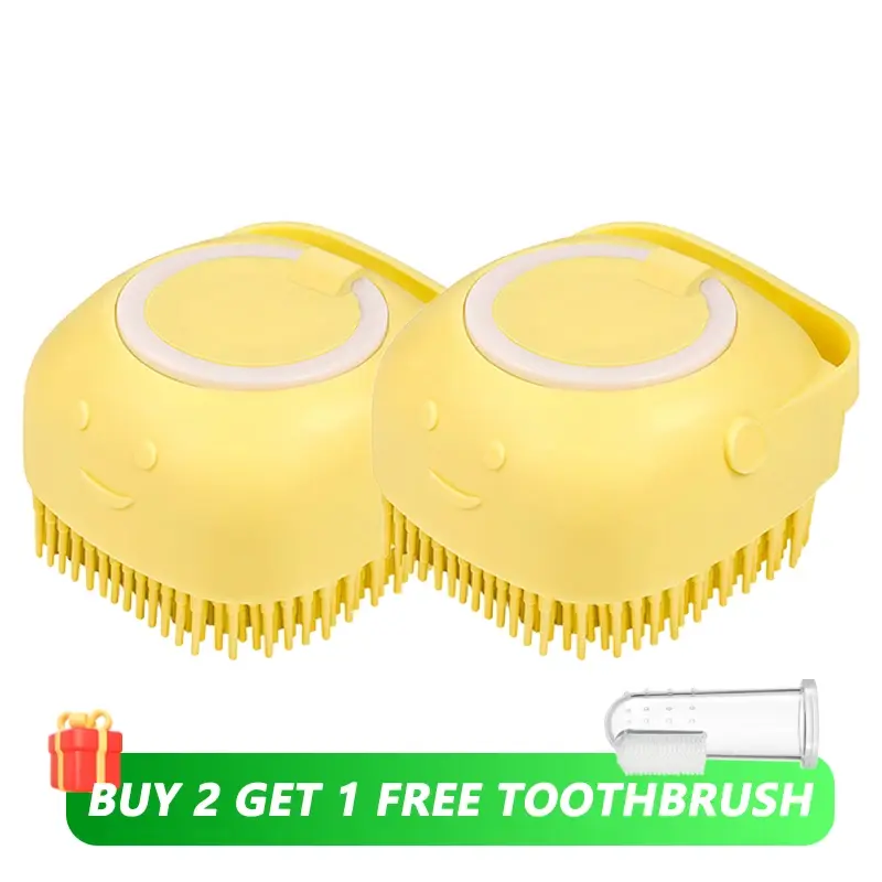 Main image for Dog Bathing Brush Pet Massage Brush Shampoo Dispenser Soft Silicone Brush Rubbe